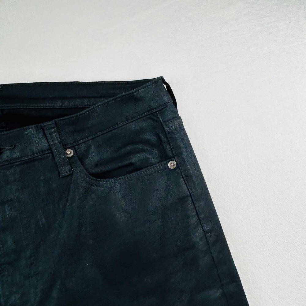 GAP Jeans Womens 12 Tall Black Vintage Slim Mid Rise Coated Denim Stretch Shiny - Picture 9 of 16